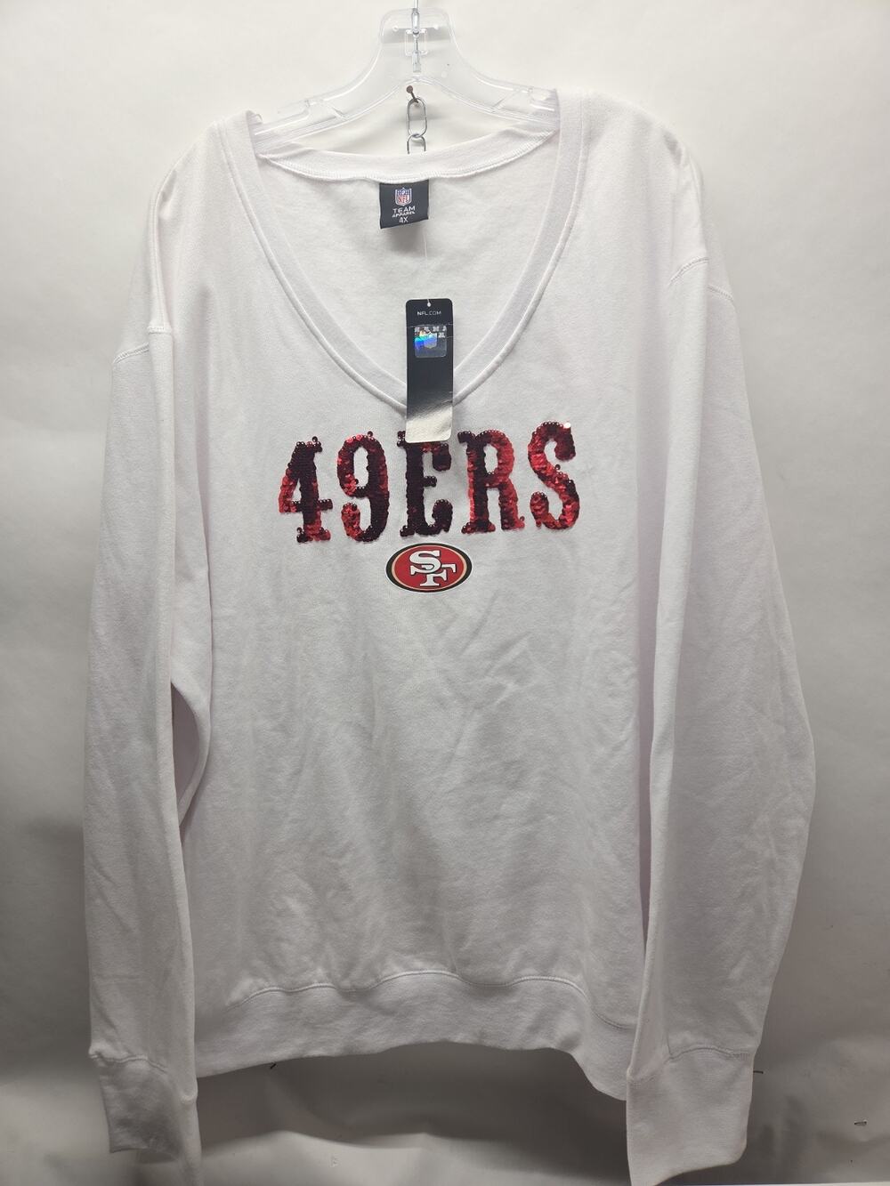 San Francisco 49ers White Cuce Victory V-Neck Pullover Women's 4XL